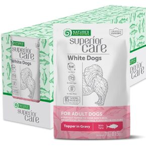 Nature's Protection Superior Care Wet Dog Food - Tuna Fish, High Protein Dog Food Topper for Adult All Breeds Light Coated Dogs, 2.46 oz. Pouches (24-Pack)