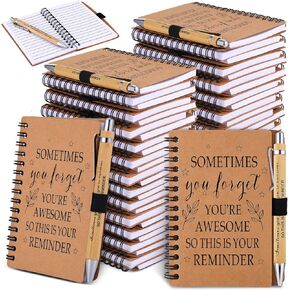 30 Sets Employee Appreciation Gifts Inspirational Spiral Notebooks Bulk Thank You Bamboo Ballpoint Pens Motivational Journals for Coworker Staff Teachers