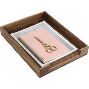 Multibey Walnut Wooden Desk File File منظم ، حامل خطاب المكتب لأمريكا الشمالية Wood Tray Tray ، حامل ورق A4 للمكتب والمنزل ، 13.7x10.6x1.9 بوصة (الجوز الأسود)