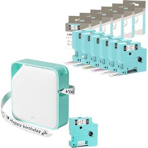 D1600 Label Maker Machine with 7 Color Tapes, Recharge Handheld Label Maker Portable, Easy Bluetooth Labeler for School Home Office Organization, Multiple Template Icon Font Inkless