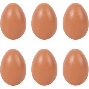 بيض عيد الفصح الخشبي ، البيض الخشبي الخشبي 6pcs (بني)