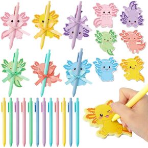 72pcs لطيف adxolotl الملاحظات اللزجة والأقلام والشرائط مجموعة ، الملونة على axolotl موضوع الباستيل المفكرة ، وسادة مذكرة للمعلم للمعلم عيد ميلاد المكتب مرة أخرى