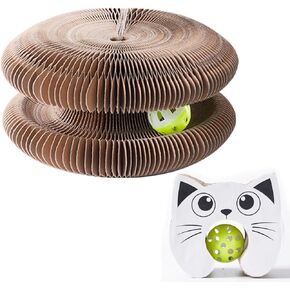 Kitty Catls Cat Toy Kurlz ، وسادة خدش تفاعلية ، أكورديون قابلة للطي ، خدش قابلة لإعادة التدوير مع الكرة (الوردي)
