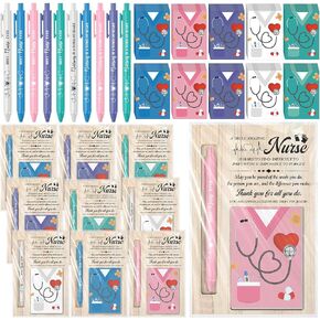 30 Pcs Nurse Week Appreciation Gifts Thank You Wooden Note Holder Motivational Ballpoint and Sticky Notes for Nurses Day, Nursing Staff, Nursing Graduation Gifts,Hospital Office Supplies
