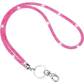Crystal Lanyard ، 19.7 '' Office Neck Lanyard with Metal Clasp Keyring Rhinestones Lanyard حبل مفاتيح للنساء ، بطاقة الهوية ، مكتب Keys Strap Office