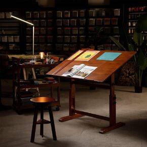 MEEDEN Extra-Large Wood Drafting Table and Wooden Drafting Stool