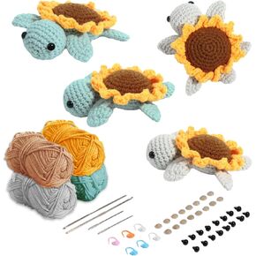 FreeBloss 4 مجموعة الكروشيه Kit Crochet Axolotl خيوط الكروشيه وخطاف مجموعة كروشيه Starter Kit مع فيديو تعليمي كروشيه طقم طقم للبالغين المبتدئين المتحمسين المتحمسين