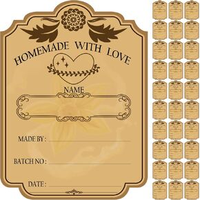 30pcs ملصقات DIY مصممة بشكل جميل ، ملصقات عتيقة لمدة 8 أوقية ، 16 أوقية زجاجات ، ملصقات علامة هدية لاصق ذاتي لزجاجات الزيت العطرية ، الجرار ، حاويات الطعام (2.95 بوصة × 2.16 بوصة)