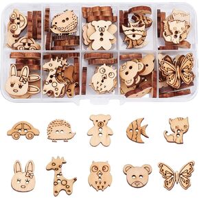 أزرار خياطة خشبية على غرار ARRICRARAFT 100 PCS ، أزرار خياطة دب من أرنب ثن