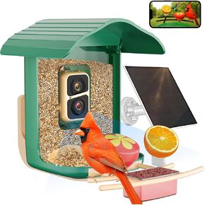 Bird Feeder with Camera with AI Identify Birds Species Solar Panel, Smart Bird House with Cam, 2K Live View, Instant Arrival Alerts