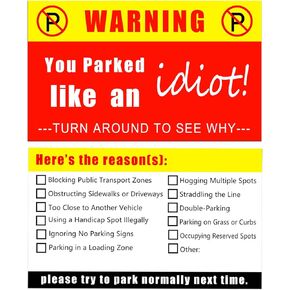 Bad Parking Cards 150pcs Funny Parking Violation Cards,3.5 x 2 Inch