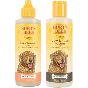 Burt's Bees for Pets Pundle - منظف الأذن مع النعناع والساحرة Hazel (4 أوقية) وغسول الأنف والأنف مع روزماري وزيت الزيتون (4 أوقية) ، العناية الطبيعية للأذن والعناية بالبشرة للتنظيف والترطيب