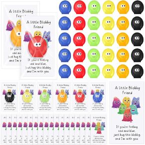 24 مجموعة Monsters Friends هدايا لألعاب تخفيف الإجهاد بالجملة مع بطاقات إيجابية تضغط على كرة الإجهاد للبالغين يضغطون على إغاثة ألعاب ملهمة جيب هدايا الحفلات الحزب