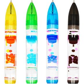 Liquid Motion Bubbler Pens 4 Pack - Liquid Timer Sensory Toys with Anxiety Relief - Fidget Toys for Kids Adults Classroom Management & Office Stress