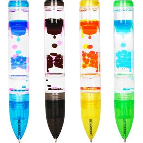 Fkytion Liquid Motion Motion Perbler Pens Pack of 4 أقلام توقيت سائل ملونة رائعة للإجهاد وإغاثة ألعاب تململ رائعة للجميع