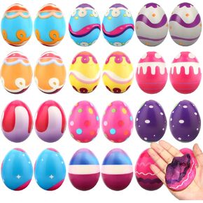 Kafka 12 Packs Easter Eggs Squishy Toys ، حشوات سلة عيد الفصح بطيئة الإجهاد الصاعد ألعاب للأطفال