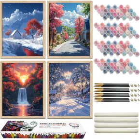 ZXQL Dragon 4 Pack Paint by Numbers مجموعة للمبتدئين للبالغين ، طلاء 12 "WX16 L بأرقام للبالغين من القماش المتداول لطلاء فن الجدار الإبداعي للديكور المنزلي مع صندوق هدايا لطيف