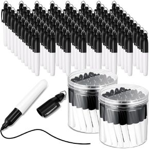Ctosree 80 Pcs Mini Permanent Markers for Nurses Badge Mini Markers with Golf Keychain Clips Golf Ball Point for Office Classroom Supplies(Black)