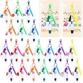 Frienda 72 PCS Nurse Week Gifts Pens Pen Set مجموعة Tip Highlighter Marker Pen Pen Retractable Ball Pen Pen Clip -keychain Clip for CNA WEAND RN Decorations Party Party