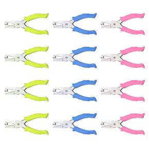 12 pcs ثقب واحد مثقوب ، 1/4 بوصة الثقب المعدني ثقب اليد مع قبضة ناعمة ، شكل الدائرة ثقب واحد مثقل لبطاقات الورق الحرفية دفتر ملاحظات (متعدد الألوان)