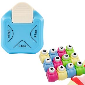 12PCS Craft Hole Punch + 1PCS ROUNDER 3 in 1 Paper Punches Set