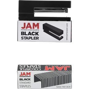 JAM PAPER Modern Black Stapler + Staple Set