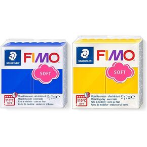 Staedtler Fimo Soft Polymer Clay 8020 Brilliant Blue و Sunflower Oven Clay للمجوهرات وصياغة