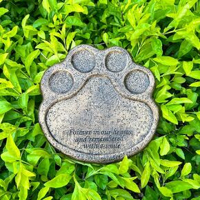 Paw Print Pet Memorial Garden Stone and Sympathy Poem Pet Grave Headstone Tombstone Garden Stepping Stone Loss of Pet Gift