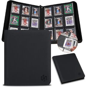 Toploader Binder, HYMENEX Top Loader Card Storage Holds 288 Toploaders, 9 Pocket TopLoader Card Binder for Trading Cards Rigid Card Holders and Sports Cards - Black