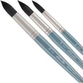 Mimik Professional Brushes - مجموعة مستديرة XL من 3 - شعر السنجاب الاصطناعية - فرش الفنانين الطبيعية للألوان المائية والغواش والأكريليك - يقلد السنجاب الطبيعي وشعر قابلية