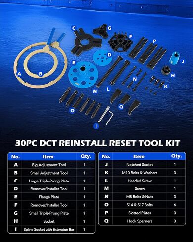 مجموعة أدوات إعادة تثبيت ناقل الحركة المزدوج من Orion Motor Tech، متوافقة مع Ford DPS6 DCT، أدوات تثبيت مزيل القابض المزدوج شديدة التحمل لإعادة الاستخدام، مجموعة أدوات القابض مع حقيبة تخزين in Kuwait