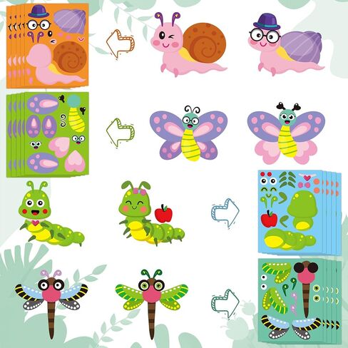 CY2SIDE 45pcs Make Your Own Bugs Stickers for Kids, Butterfly Beetle Bee Make a Face Stickers Games for School Rewards, Spring Insect Party Favor, DIY Mix and Match Bugs Summer Party Games in Saudi Arabia