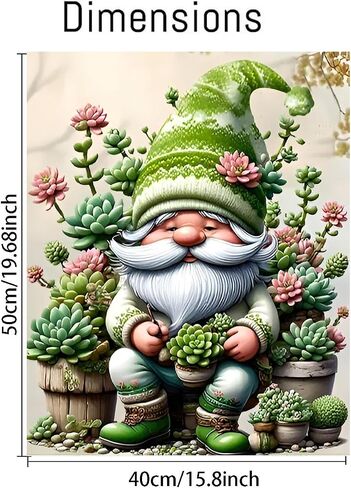 cdjlddww Easy Gnome Paint by Numbers Kit for Adults, DIY Unframed Succulents Gnome Paint by Number Kits for Beginner, Acrylic Painting Kits for Home Wall Decor 16X20 Inch in Saudi Arabia