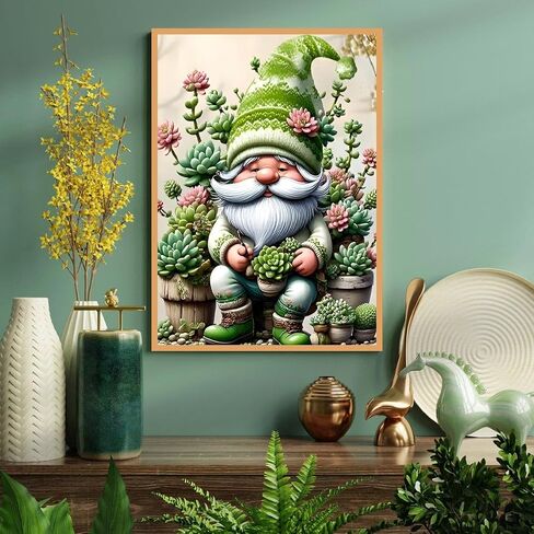 cdjlddww Easy Gnome Paint by Numbers Kit for Adults, DIY Unframed Succulents Gnome Paint by Number Kits for Beginner, Acrylic Painting Kits for Home Wall Decor 16X20 Inch in Saudi Arabia