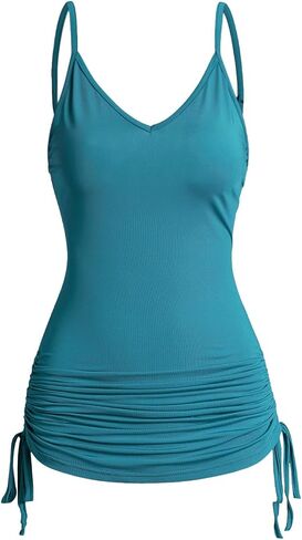 DRESSFO Women's Skull and Slogan Print Oblique Shoulder T Shirt and Cinched Ruched Tank Top Set in Saudi Arabia