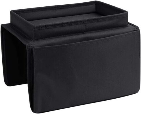 منظم مسند ذراع الأريكة مع حامل الكأس بدون انزلاق أريكة أريكة منظم الأريكة حامل التحكم في العلبة عن بُعد مع 1 جيوب كبيرة و 3 جيوب صغيرة لمجلات الهاتف الذكي iPad مشروبات (أسود) in Kuwait