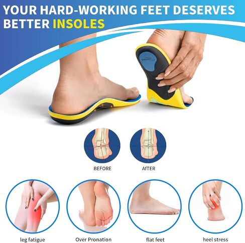 Shoe Inserts Men, Plantar Fasciitis Relief Shoe Inserts for Arch Support, Achilles Tendonitis, Insoles for Men Standing All Day, Fits Men’s 9.5-10.5 (L(Men's 9.5-10.5 / Women's 10.5-11.5)-11.4inch) in Saudi Arabia