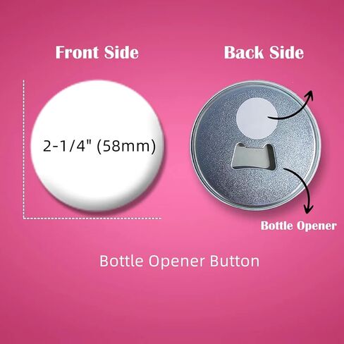 Bottle Opener Button Making Supplies for Button Maker Machine, 50 Sets 58mm Button Opener Button Refill Includes Metal Shell, Graphic, Plastic Film, Metal Backing Parts in Saudi Arabia