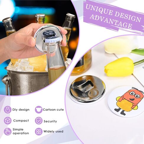 Bottle Opener Button Making Supplies for Button Maker Machine, 50 Sets 58mm Button Opener Button Refill Includes Metal Shell, Graphic, Plastic Film, Metal Backing Parts in Saudi Arabia