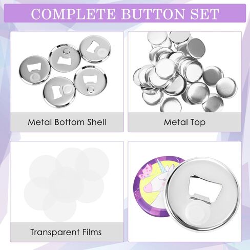 Bottle Opener Button Making Supplies for Button Maker Machine, 50 Sets 58mm Button Opener Button Refill Includes Metal Shell, Graphic, Plastic Film, Metal Backing Parts in Saudi Arabia