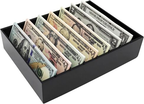 Large Money Box for Cash, Acrylic Cash Organizer with 8 Compartment and Silicone Dots on the Bottom, Transparent Money Holder for Board Games, Money Organizer for Cash in Kuwait