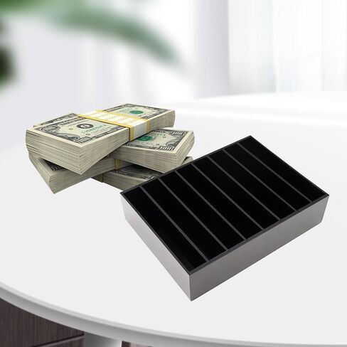 Large Money Box for Cash, Acrylic Cash Organizer with 8 Compartment and Silicone Dots on the Bottom, Transparent Money Holder for Board Games, Money Organizer for Cash in Kuwait