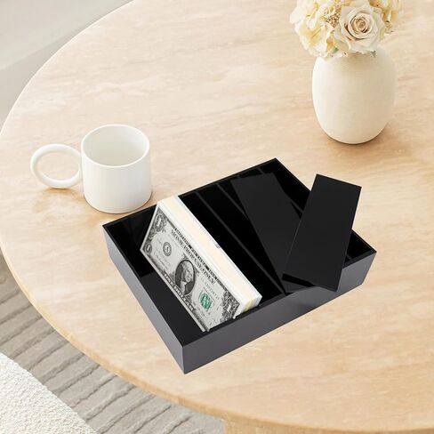Large Money Box for Cash, Acrylic Cash Organizer with 8 Compartment and Silicone Dots on the Bottom, Transparent Money Holder for Board Games, Money Organizer for Cash in Kuwait