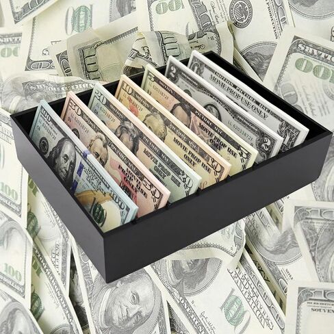 Large Money Box for Cash, Acrylic Cash Organizer with 8 Compartment and Silicone Dots on the Bottom, Transparent Money Holder for Board Games, Money Organizer for Cash in Kuwait