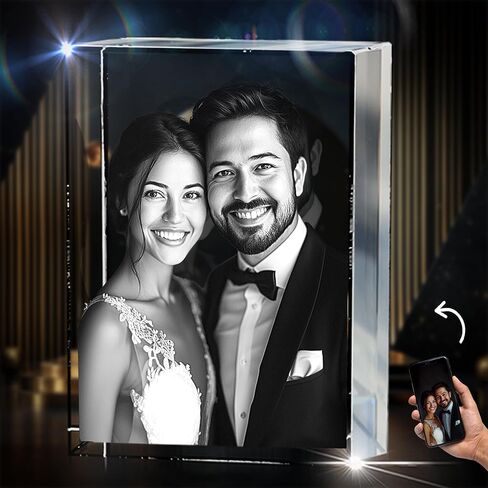 CAPTUR3D 3D Crystal Photo, Valentines Day Gifts for Women, Men, Wife, Husband, Mom, Great Personalized Gift using any Photo, 3D Crystal Cube, Custom 3D Picture, Customized Anniversary, Couple Gifts in Saudi Arabia