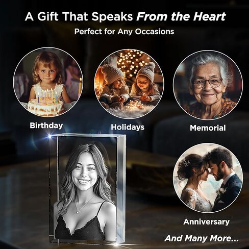 CAPTUR3D 3D Crystal Photo, Valentines Day Gifts for Women, Men, Wife, Husband, Mom, Great Personalized Gift using any Photo, 3D Crystal Cube, Custom 3D Picture, Customized Anniversary, Couple Gifts in Saudi Arabia
