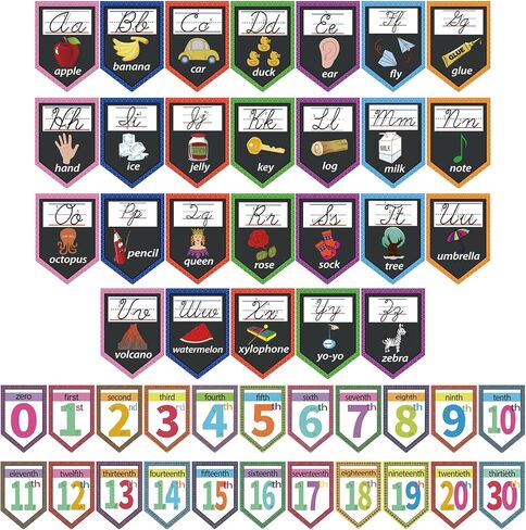 48 Pieces Cursive Alphabet and Number Back to School Bulletin Board Set, Cursive Letter Formation Cards, Early Learning Posters Cards for Kindergarten Primary Classroom Wall Décor(Cursive Style) in Saudi Arabia