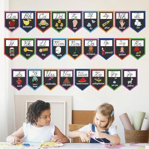 48 Pieces Cursive Alphabet and Number Back to School Bulletin Board Set, Cursive Letter Formation Cards, Early Learning Posters Cards for Kindergarten Primary Classroom Wall Décor(Cursive Style) in Saudi Arabia