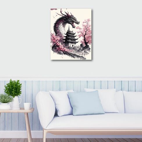 Dragon Adult Paint by Number Kits Post Paint Dragon ، التوضيح والخيال أو القراءة DIY Paint by Numbers Kit للبالغين على الطلاء الأكريليكي للسيارات المنزلية 16 × 20 بوصة بدون إطار in Kuwait