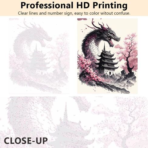 Dragon Adult Paint by Number Kits Post Paint Dragon ، التوضيح والخيال أو القراءة DIY Paint by Numbers Kit للبالغين على الطلاء الأكريليكي للسيارات المنزلية 16 × 20 بوصة بدون إطار in Kuwait